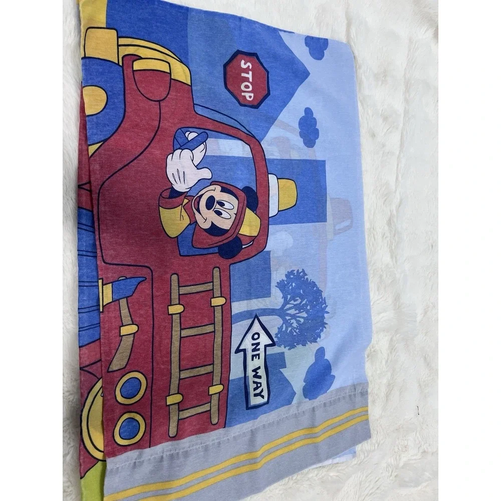 Mickey Mouse & Goofy Fireman Vintage Fabric Pillow Case Disney Set 2